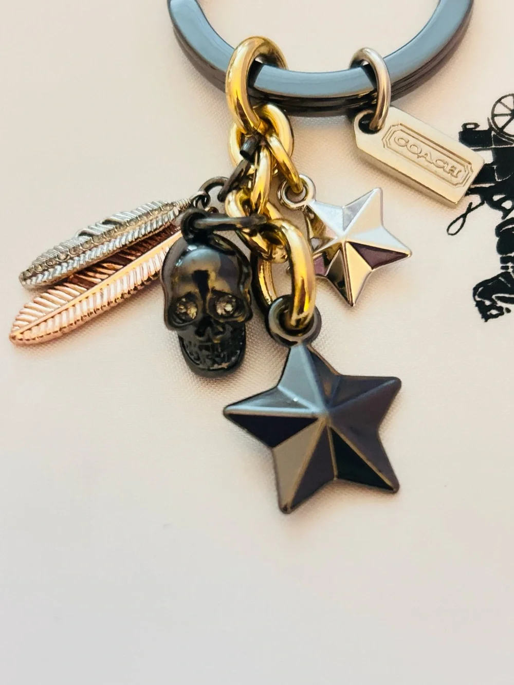 EXTREMELY RARE Coach Charm Skull, Feather, Star, And Tag Keychain/ Bag Charm